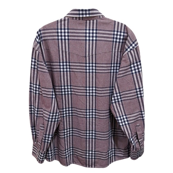 Wrangler Western Shirt Men Size XL Pearl Snap Wine Navy White Cowboy Long Sleeve - Picture 5 of 9